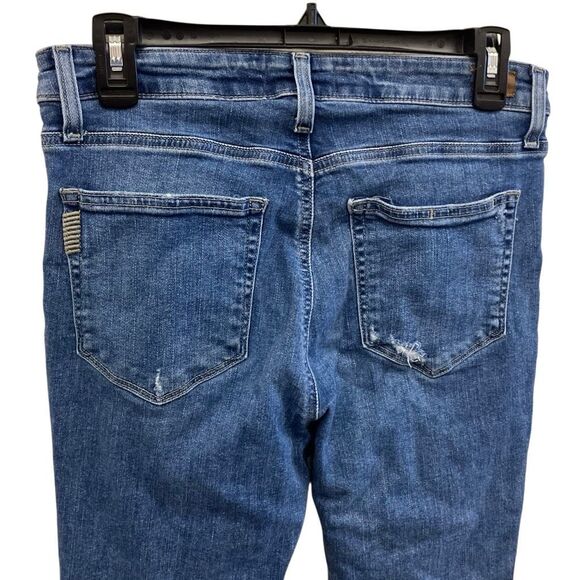 Paige “hoxton crop” torn back hem Midrise medium wash distressed jeans Sz 29 #71 - Picture 3 of 15